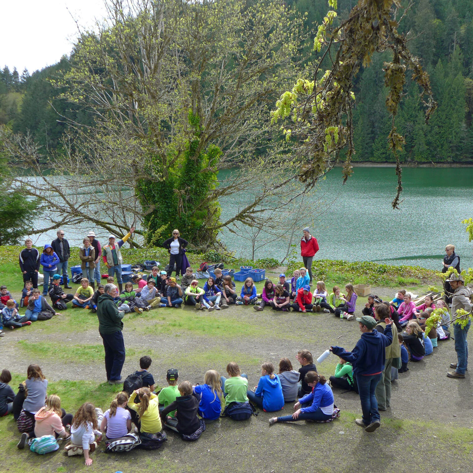 assembled Baysde students at Tod Inlet COH april 15 2014